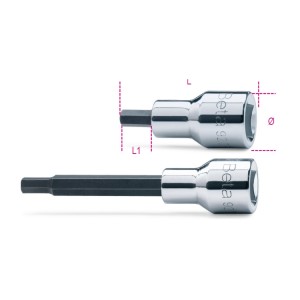 Chiavi a bussola maschio esagonale  con attacco quadro  femmina 1/2"  cromate - inserti bruniti