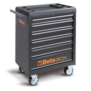 Mobile roller cab with 6 drawers with assortment of 196 tools for universal use, in soft EVA foam trays